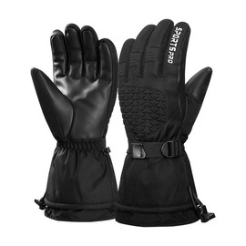 JJZS Black Winter Ski Snow Gloves for Men, Women & Youth - Waterproof, Thermal, Hand Warm - Skiing, Snowboarding - Unisex Adult - Ambidextrous - 1 Pair