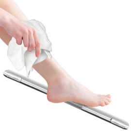 Shower Foot Rest, Corner Shower Bar for Shaving Legs, Wall Mounted Hotel Shower Foot Ledge, Brass Bar Bathroom Foot Step (Satin Nickel)