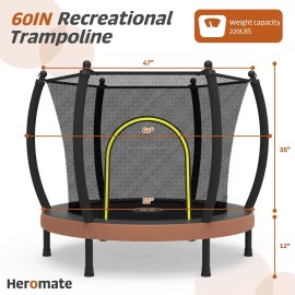 Zoshine Children Toddler Indoor Outdoor 60'' Mini Trampoline Durable & Leisure With Soft Safety Net Stable Legs Ship From USAColor: Beige