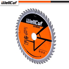 WellCut TCT Saw Blade, Plunge Saw Blade, Circular Saw Blade, Angle Grinder 165mm x 48T x 20mm Bore Pack of 3