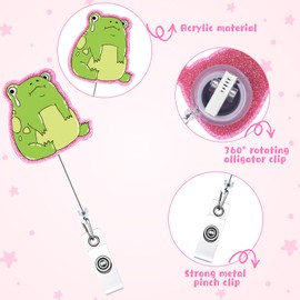 Geyoga 8 Pcs Cute Badge Reel Retractable Funny Silly Goose Cowboy Cat Turtle Frog Octopus Capybara Hexagon Name Badge Holder with Alligator Clip for Nurse Doctor CNA Week Appreciation Gift Bulk