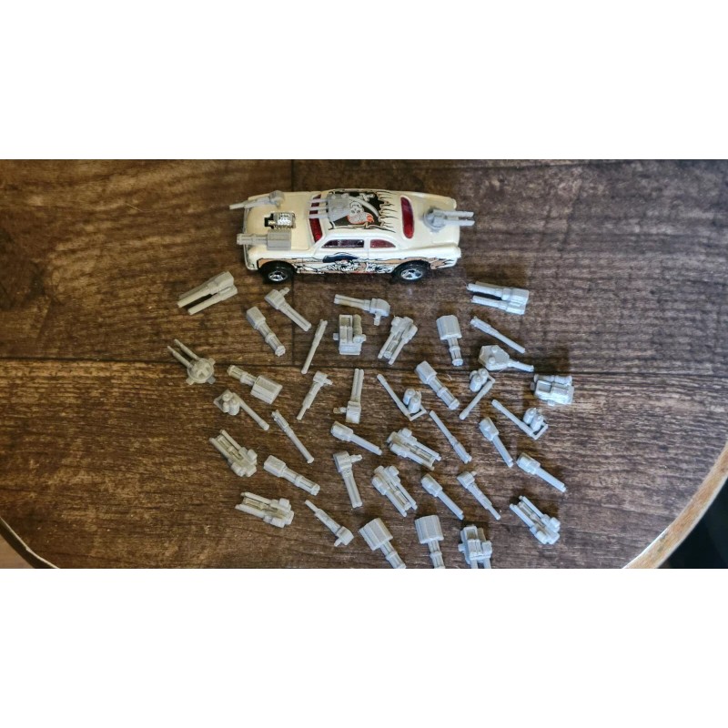 Gaslands Tiny Weapons Pack 40 items Silver 3d printed. 19