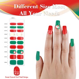 XEAOHESY 1 Sheet 20pcs Christmas Semi Cured Gel Nail Strips, Sticky and Not Easy to Fall Off, Softer and More Fitting, Waterproof and Long-Lasting, Needs to Be Cured with a Lamp(Regular Design 1)