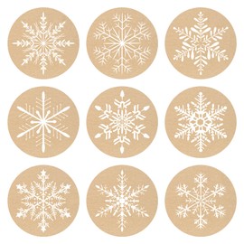 Christmas Stickers for Envelopes, 108Pcs Snowflake Stickers Christmas Envelope Seals, Self-Adhesive Christmas Holiday Stickers for Envelope Bags Wrapping Gift Cards Decorations, Natural Kraft Paper