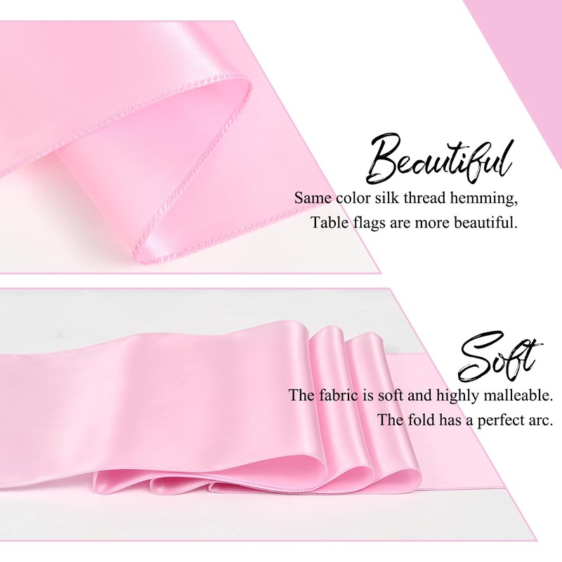 YMHPRIDE 6 Pack Pink Table Runner Satin Table Runner, 12x72