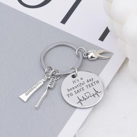 Dentist Keyring Dental Hygienist Gifts for Men Women Dentist Thank You Retirement Gifts for Dentists Dental Student Inspirational Gifts for Dental Assistant Orthodontist Christmas Birthday Gift