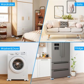 Esilihom Furniture Lifter Set, Professional and Easy Furniture Movers-4 Metal Sliders and Pry Bar, Moving Wheels for Appliance, Sofa, Bed, 350kg Load Capacity（White)