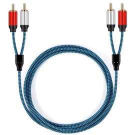 Hftywy RCA Cable 5ft/1.5M 2RCA Male to 2RCA Male Stereo Audio Cable Nylon-Braided Auxiliary Audio Cord for Home Theater HDTV Amplifiers Hi-Fi Systems Speakers and etc