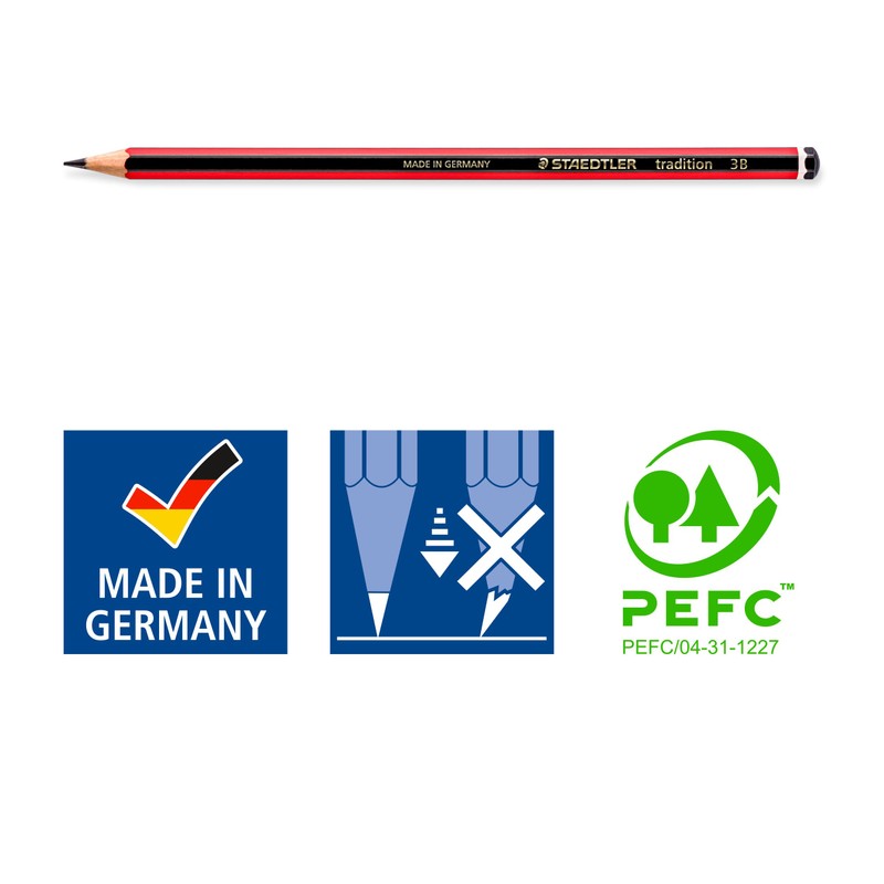 STAEDTLER 110 Tradition Pencil Cedar Wood 3B Pack of 12