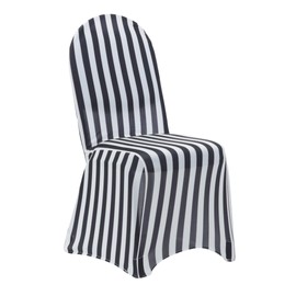 YOUR CHAIR COVERS - Black and White Stretch Spandex Chair Cover Striped - Wedding Slip Covers, Premium Quality Cover