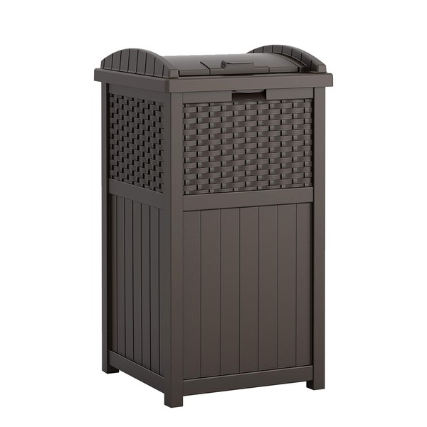 Suncast 33 Gallon Hideaway Can Resin Outdoor Trash with Lid