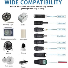 Universal DC/AC 6V 1A Charger, 6W Power Supply Adapter Replacement Charger with 8 Connectors for Desk Lamp and Trash Can and More, 3.2ft Power Cord