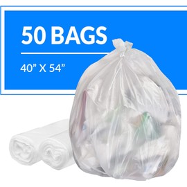 Reli. SuperValue 55-60 Gallon Trash Bags | 50 Count | Made in USA | Heavy Duty | Clear Multi-Use Garbage Bags