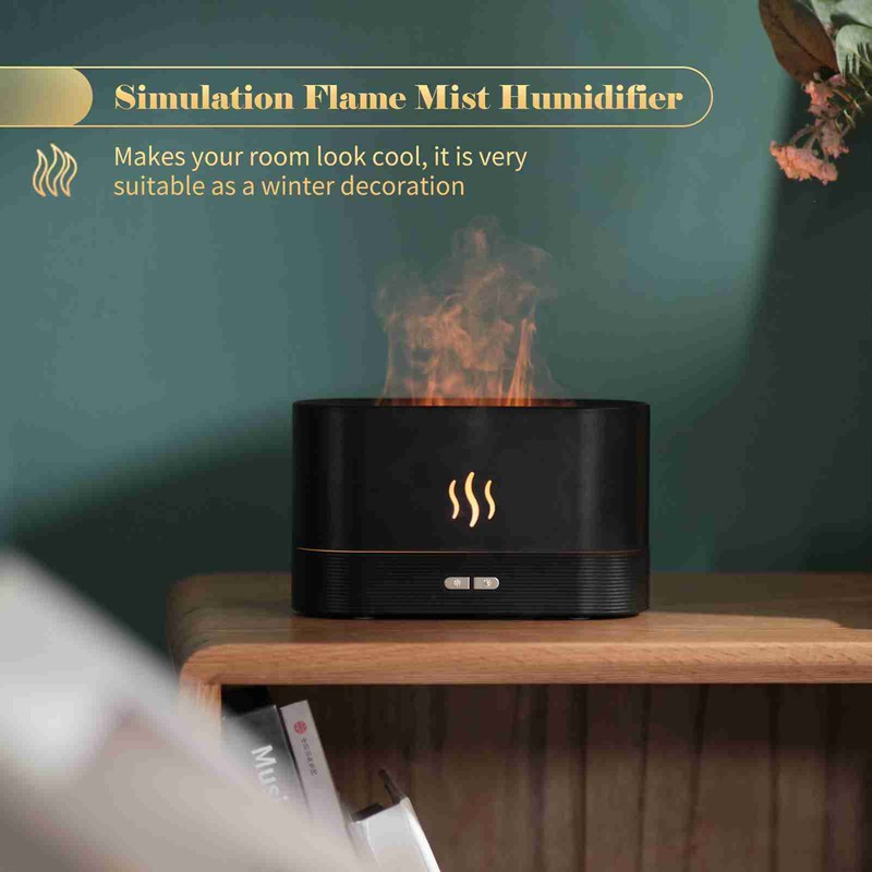 Simulation Flame Humidifier Auto Shut Off USB Aromatherapy Mist Humidifier