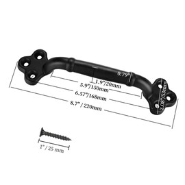 VivaLight 2-Pack 9 Inch Rustic Steel Clover Door Handles – Heavy Duty Pulls for Barn Doors, Gates, Sheds, and Cabinets – Vintage Black Finish, Easy Installation with Screws Included (2)