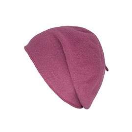 Kopka Women's Wool Basque Beret Hat Knitted Hat Made of 100% Wool (Merino), Winter Hat (Pink/Mauve), pink lilac