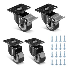 2-Inch Heavy Duty Caster Wheels Set of 4 – 2 with Brakes, 2 Without – Rubber Swivel Casters for Furniture, Workbench, Tool Carts, Coffee Tables, Cabinets – Quiet, Durable, 710LBS（320kg Capacity