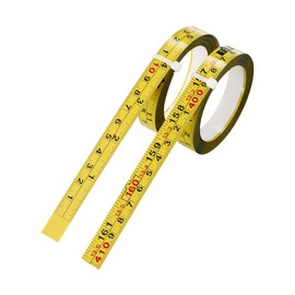 2 Packs Steel Self-Adhesive Measuring Tape, Right to Left Reading 410cm or 161-Inch Imperial and Metric Ruler Tape, 1/2-Inch Peel and Stick Tape Measure for Woodworking, Saw, Drafting Table, Yellow