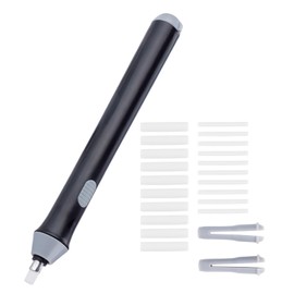 Fydun Borrador Eléctrico, Goma de Borrar Eléctrica Automática a Pilas con 22 Recambios, Reemplazable de Borradores para Dibujar Lápices, Aprender, Oficina, Arquitectura Artes (Negro)