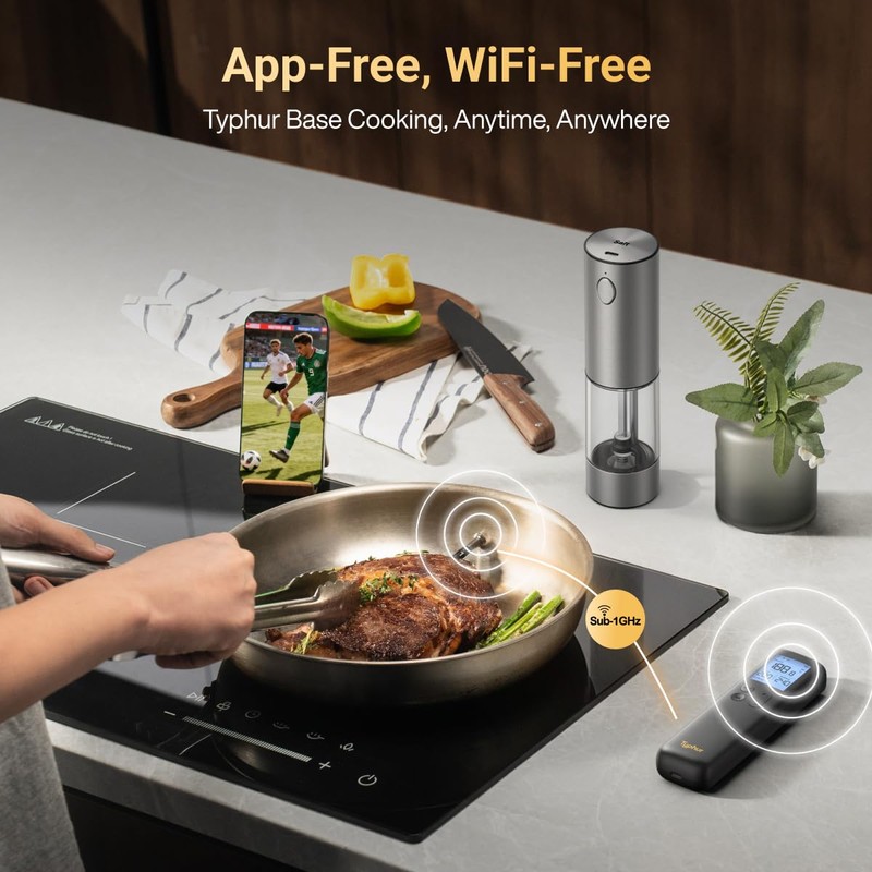 Typhur Sync Gold Wireless Meat Thermometer, Enhanced 10X Sub-1G Signal