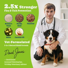 YoYoBay Flea and Tick Prevention for Dogs Chewable - 170 Soft Chews, Duck & Pear Flavor, Beef & Carrot Flavor