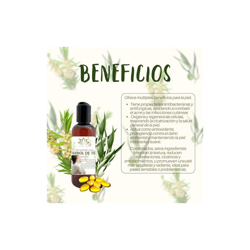 Jabón Limpiador Facial De Árbol De Té, Controla Exceso De