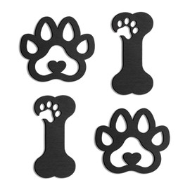 OYEFLY 4 Pcs Dog Room Decor,Wood Black Paw Prints Wood Wall Art (style 2)