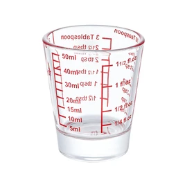 Ackers Mini Measure Heavy Glass, 32-Incremental Measurements Multi-Purpose Liquid and Dry Measuring Shot Glass, Red Single