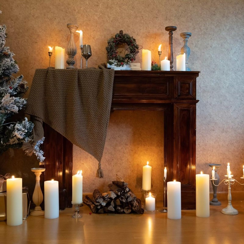 MOZEAL 4" x 10" Extra-Large Ivory Pillar Candles (Set of