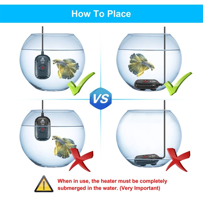 DaToo Small Aquarium Heater 50W Mini Fish Tank Heater 50