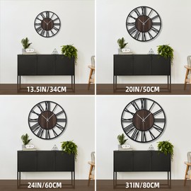 Mee 2ou Large Wall Clock for Living Room Decor, 14 Inch Non Ticking Silent, Battery Operated Modern Vintage Oversized Wall Clock for Bedroom Kitchen