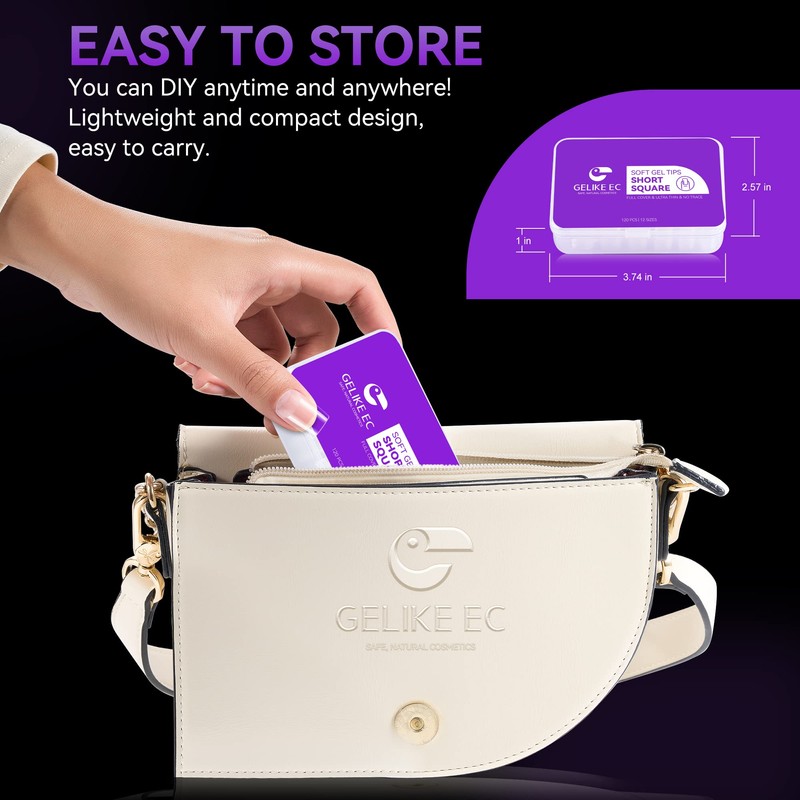 Gelike ec Short Square Soft Gel Nail Tip Kit, X