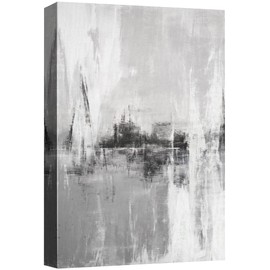 B2T Canvas Print Wall Art Grunge Industrial Gray Black Dark Color Field Abstract Shapes Illustrations Modern Art Decorative Relax/Calm Multicolor for Living Room, Bedroom, Office - 32x48 inches
