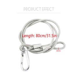 Forreen Safety Cable 4 mm x 800 mm, Pack of 8 Safety Cable Lock Steel Cable Fall Protection Safety Rope with Lobster Clasp for Stage Light Disco Party Truss Lighting