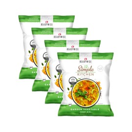 Simple Kitchen Garden Vegetable Soup Mix - 17 Servings for Meal Prep, Gluten Free, Vegetarian, Dehydrated & Freeze Dried Survival Food for Camping Meals, Backpacking & Hiking, Survival Kit, Pack of 4
