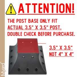 Myard PNP114040 4x4 Post Base Cover (Actual 3.5x3.5 Inches) Post Skirt Flange with Stainless Steel Screws, Post Bracket for Deck Porch Handrail Railing Support Trim Post Anchor (Qty 1, Black)