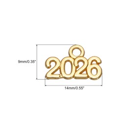 sourcing map Metal Year Number Charm, Red Gold 2026 Year Charm Graduation Tassel for DIY Jewelry Making, Necklace Bracelets, Keychain, Pack of 80