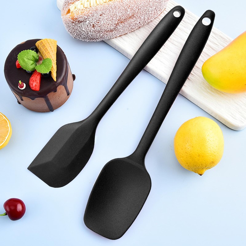 JORMEY Black Kitchen Spatula, 6-Piece Silicone Cooking Utensil Set -