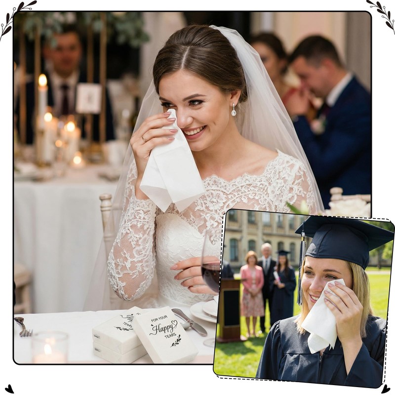 NatNarr 100 Pcs Happy Tears Tissue, 3 Ply Wedding Tissues