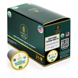 Teavity Organic Peppermint Ginger Tea Pods for Keurig - Decaf, 24 Count