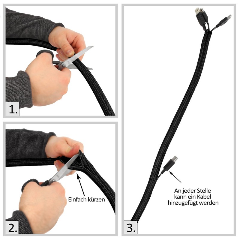 Minadax® Self-Closing Professional Cable Duct in Black for Flexible Cable