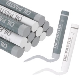 sourcing map Soft Oil Pastels, Oil Pastel Crayons Vibrant Color Blendable Art Supplies for Painting Drawing Blending Painting Artists Beginners Professional(White Light Gray, Pack of 12)