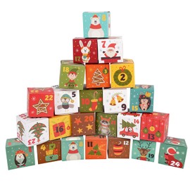 Linelglobal Christmas Advent Calendar 2024, DIY 24 Empty Christmas Countdown Box for Gift Wrap, 24 Days Number Xmas Holiday Deco