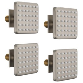 STARBATH Shower Body Spray Jets, 3-inch Big Size Square Brass Shower Body Jet Brushed Nickel, Body Jet Sprays 36 Silicone Spray Heads and 216 Spout Holes NPT 1/2"-4PCS