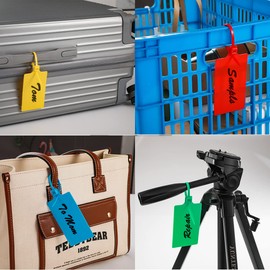 Tenshun 100 Pieces Plastic Tags Hanging Label Tags Waterproof Tags Writable Storage Tag Identification Tags Seal Tags Zip Tie Plastic Seals Shipping Tags Logistics Use with Two Permanent Marker Pens