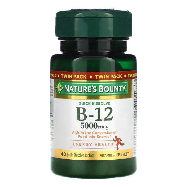 Nature's Bounty Vitamina B-12 5000 mcg Sabor cereza natural 40