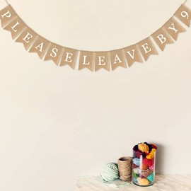 SWYOUN Burlap Please Leave By 9 Banner Housewarming Party Supplies Birthday Party Garland Decoration