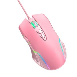 Wired Mouse Pink Ergonomic Design RGB Backlit Motion Detection 5.9ft Cable Gaming Mouse for Gaming Office Study
