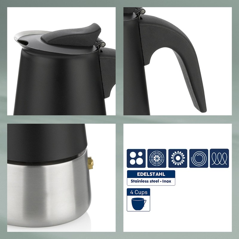 kela Espressokocher Induktion, Espressomaschine für 6 Tassen, Mokkakanne 300ml, FERRARA,