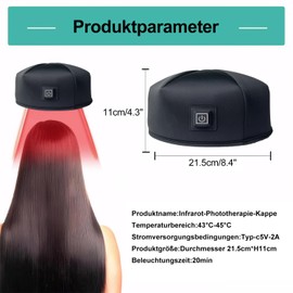 Red Light Therapy Cap for Hair Growth, Infrared Light Hair Growth Device, 102 LEDs, 660nm 850nm Wavelengths for Men and Women, One Size, Wired